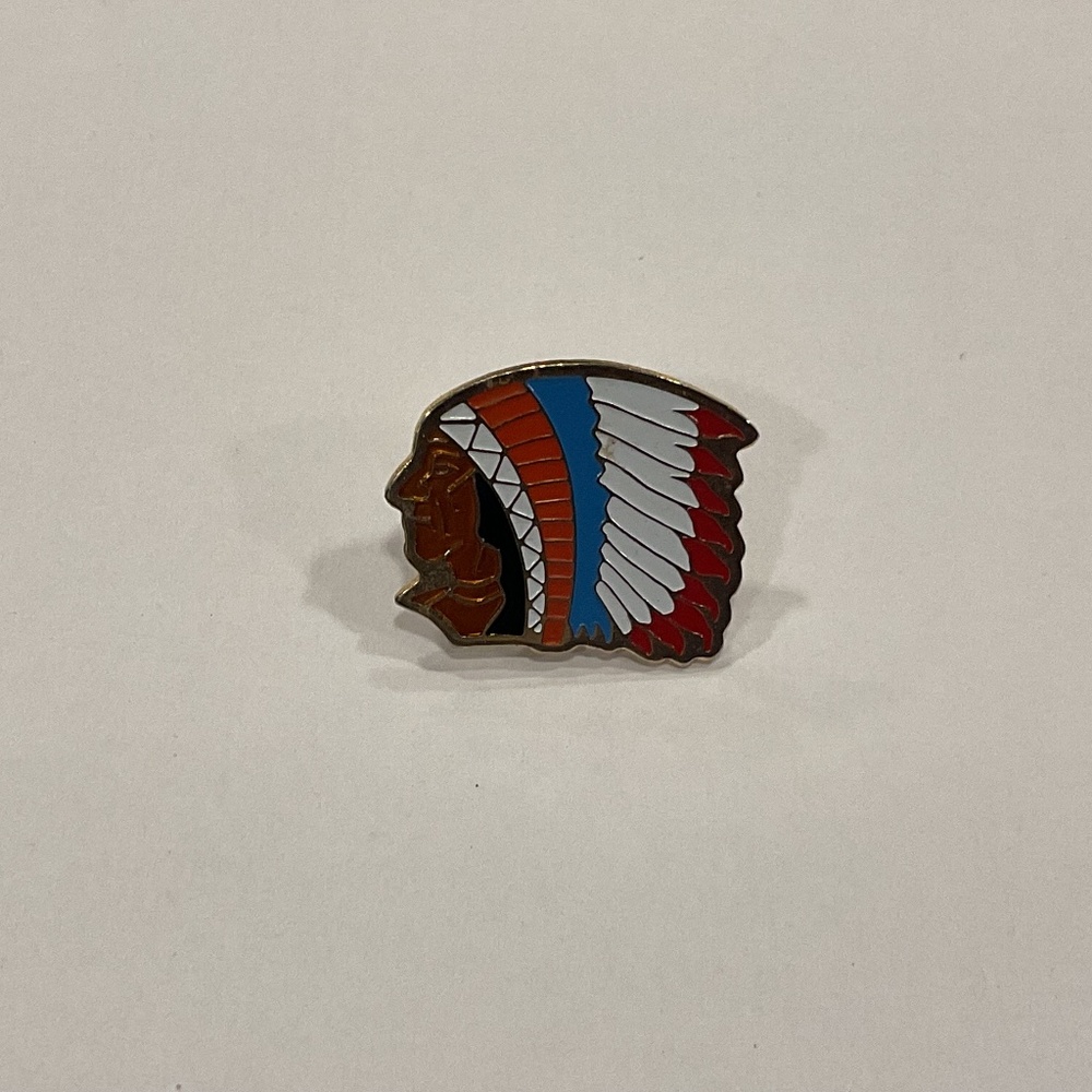 Vintage Enamel Indian Chief Tac Pin 1”